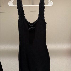 Black Knit Rose Dress
